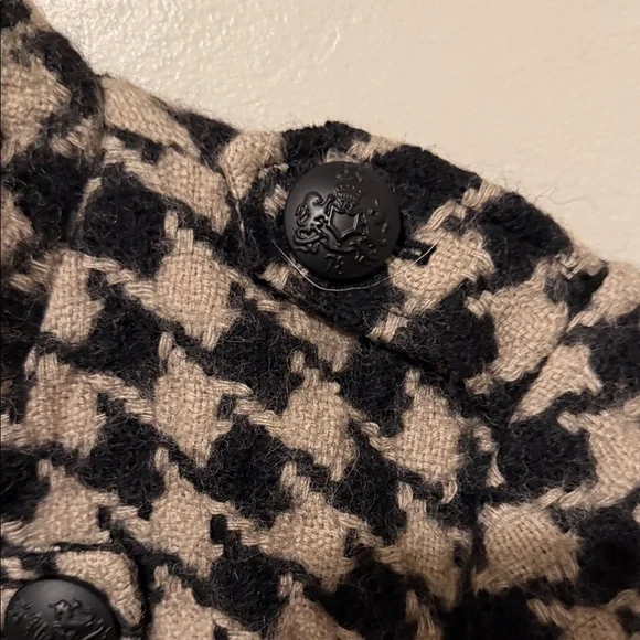 Banana Republic Black and Tan Houndstooth Pea Coat Small - Picture 4 of 8